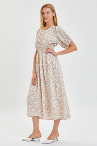 Ivory/Blush Modest Smocked Floral Dress