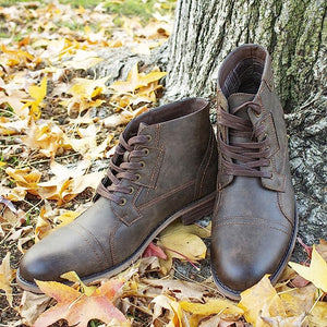 Brown Mens Casual Work Lace Up Classic Motorcycle Combat Boots