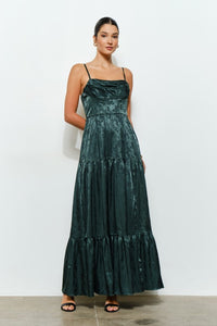 Hunter Floral Jacquard Satin Corset-style Maxi Dress