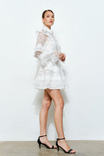 White Floral Lace Trim Tiered Mini Skirt