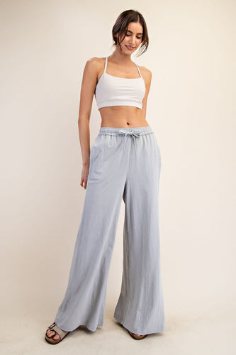 Lt Grey Cotton Slub Lounging Wide Pant