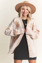 Oatmeal Button Down Floral Cardigan