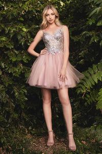Mauve Short Layered Cocktail Dress