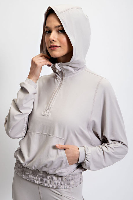 Chrome Plus Size Butter Quarter Zip Hoodie With Kangaroo