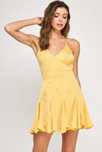 Yellow Satin A-line Mini Dress