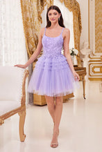 Lavender Pleated A-Line Short Dress