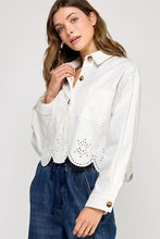 White Eyelet Hem Cotton Jacket