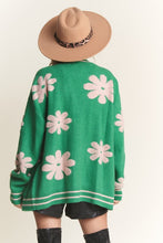 Green Button Down Floral Cardigan