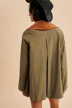 Light Olive Corduroy Collared Cotton Chore Jacket