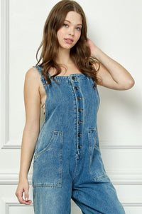 Medium Wash Denim Multi Button Fatigue Overall