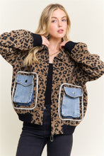 Leopard Print Jacket With Denim Pockets