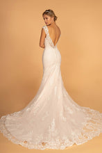 Ivory/Cream Embroidery Embellished Mesh Wedding Gown w/ Netting Shoulder Strap