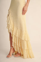 Yellow Seraphine Lace Ruffle Maxi Dress