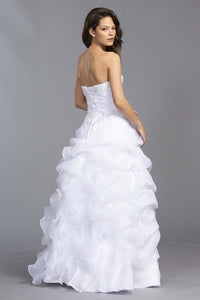 White Strapless Sweetheart Neckline Beaded Dress