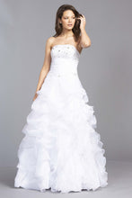 White Strapless Sweetheart Neckline Beaded Dress