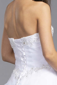 White Strapless Sweetheart Neckline Beaded Dress