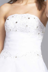 White Strapless Sweetheart Neckline Beaded Dress