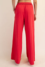 Red Cotton Slub Lounging Wide Pant