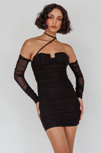 Black One Strap Mesh Mini Dress