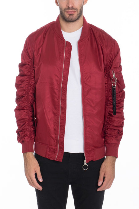 Burgundy Weiv Men's Casual MA-1 Flight Lined Bomber Jacket