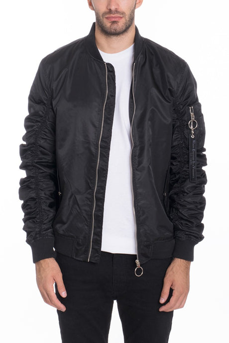 Black Weiv Men's Casual MA-1 Flight Lined Bomber Jacket