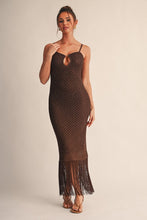 Brown Golden Hour Metallic Knit Fringe Maxi Dress