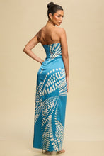 Teal Aria Pleated Satin Dress