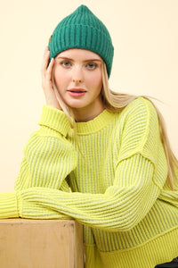 Lemon Two Tone Striped Casual Stripe Sweater Top