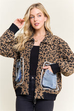 Leopard Print Jacket With Denim Pockets