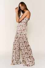 Olive Brown Animal Print Spaghetti Strap Tie Back Jumpsuit