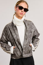 Storm Vertical Stripe Wash Faux Leather Jacket