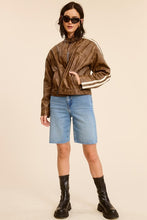 Clay Vertical Stripe Wash Faux Leather Jacket