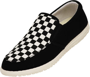 Black Checker Slip-On Boat Shoes