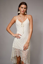 Ivory Lace High Low Hem Cami Tie Front Dress