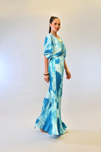 Blue Combo V-Neck Drop Shoulder W/ O-Ring Attached Pleated Jumpsuit