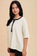 Vanilla Creme Henley Ringer Tee