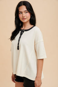 Vanilla Creme Henley Ringer Tee