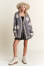 Grey Button Down Floral Cardigan