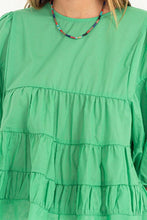 Green Simply Beautiful Elbow Sleeve Tiered Top