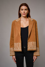 Camel Faux Suede Embroidered Jacket