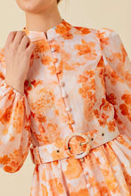 Orange Floral Print Mini Dress