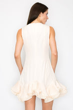 Champagne Flutter Ruffle Hemline Sleeveless Mini Dress