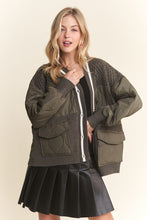 Olive Button Down Quilted Sweater Cardigan