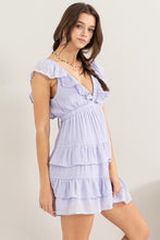 Lavender Open Back Tiered Mini Dress
