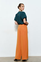 Clay Twist Front Draped High-waist Wide-leg Pants