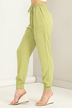 Pale Olive Chic Status Linen Drawstring Jogger