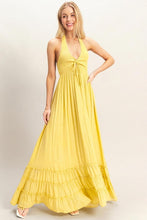 Light Yellow Halter Neck Smocked Maxi Dress