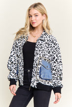 White Print Jacket With Denim Pockets