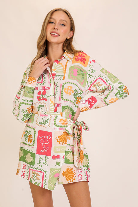 Multi Color Mon Cheri Airflow Print Romper