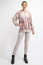 Mauve/Taupe Plus Size Velvet Tribal Contrast Hoodie